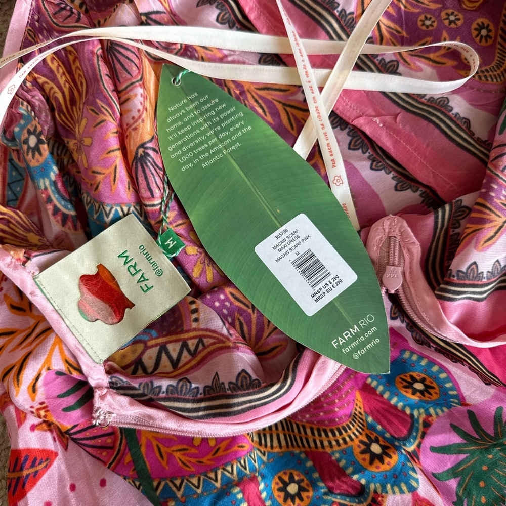NWT Anthropologie Farm Rio Macaw Scarf Maxi Dress - Picture 11 of 14